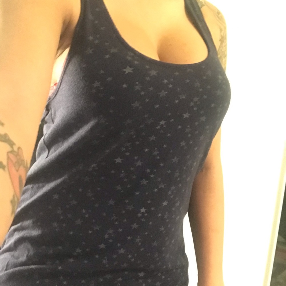 Converse one star blue with stars tank women xs